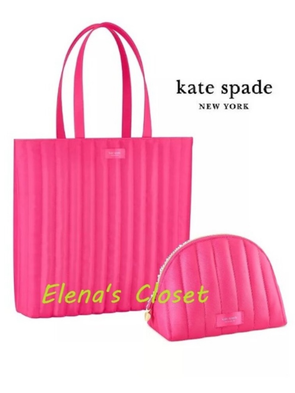 NWT ~ KATE SPADE PUFFY PINK TOTE & POUCH SET